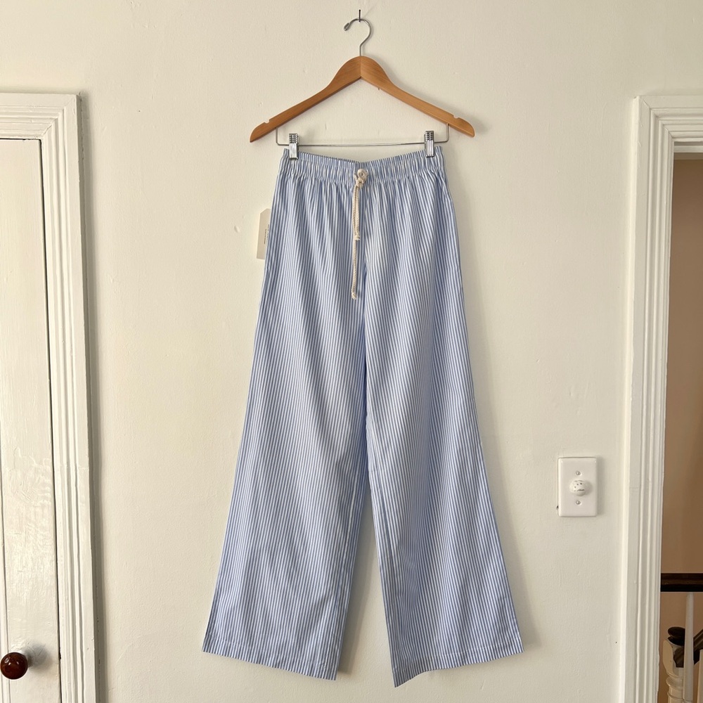 DONNI. NWT XS Pop Pants Light Blue White Stripe